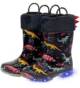 EUXTERPA Kids Winter Fleeced Rain Boots, Boys Girls Light Up Glitter Rain Boots with Warm Lining,...
