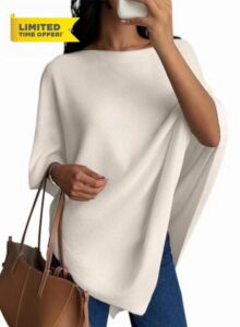 SHEWIN Womens Sweaters Elegant Knit Poncho Lightweight Asymmetry Shawl Wraps Fall Outfits for Women 2026