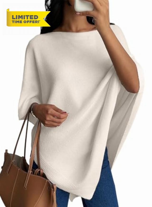 SHEWIN Womens Sweaters Elegant Knit Poncho Lightweight Asymmetry Shawl Wraps Fall Outfits for Women 2026