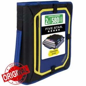 Five Star Zipper Binder 2 Inch O-Rings Case Organiser with Expansion Panel and 5-Tab Expanding File Folder