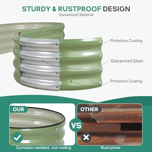 Olive Green | Outdoor Oval Metal Garden Planter Box