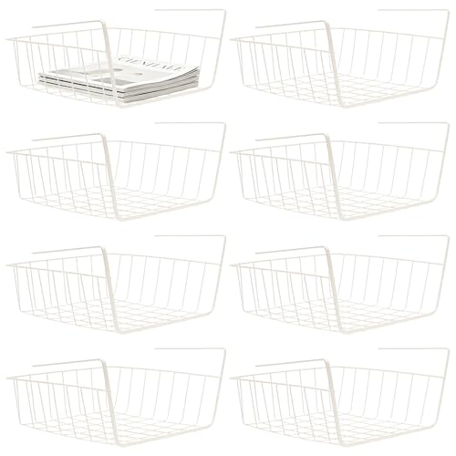 Hanging Under Cabinet Wire Storage Rack Undershelf Storage Basket Slides Under Shelves for Kitchen Counter Pantry Desk Bookshelf