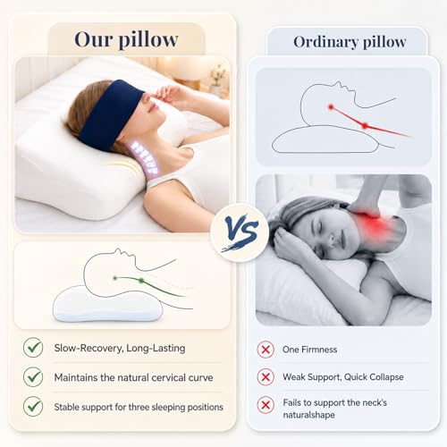 Adjustable Cervical Neck Support Pillow with Breathable Pillowcase for Side Back Stomach Sleepers