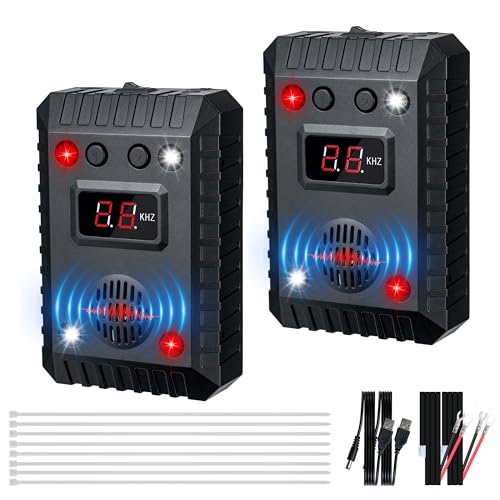 2 Pack Rat Repellent for Car with LED Strobe Light