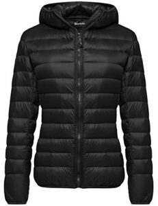 Wantdo Women's Lightweight Packable Puffer Jacket Hooded Down Coa