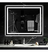 Clarityon 24"x 36" LED Bathroom Mirror with Lights, Backlit & Front Lit, Dimmable, 3 Colors Led M...