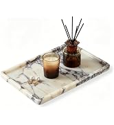 Luxury Natural Oval Marble Tray – 11.8 x 5.9-Inch Calacatta Viola Stone Vanity Tray, Large Makeup...