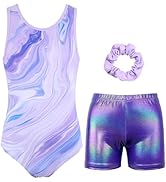JOYSTREAM Gymnastics Leotards for Girls with Shorts Sparkly Ballet Dance Activewear