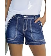 Astylish Women's High Waisted Shorts Jean Stretchy Casual Fashion Trendy Double Button Fly Denim ...