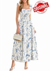PRETTYGARDEN Women Boho Floral Maxi Sundresses | Square Neck A Line