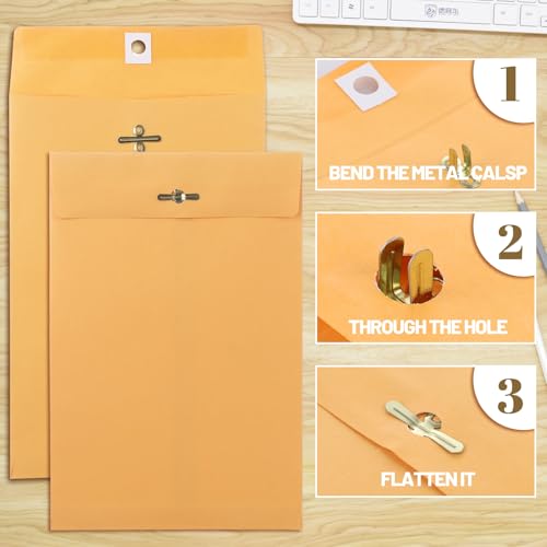 28 lb Kraft Envelopes with Clasp Closure for Storing or Mailing Business Document Office