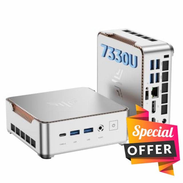 KAMRUI Pinova P2 AMD Ryzen 7330U(Beats R2544/3500U/10110U)Mini PC 16GB RAM 256GB SSD