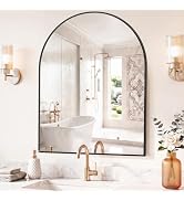 Sweetcrispy 20"x31" Arched Gold Bathroom Mirror, Bathroom Mirrors for Over Sink, Modern Wall Mirr...