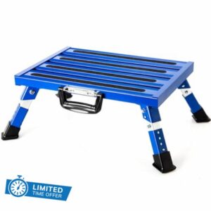 Homeon Wheels Aluminium RV Steps Adjustable Folding Step Stool with Non-Slip Rubber Feet