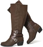 Luoika Women's Extra Wide Calf Slouchy Knee High Boots, Wide Width Knee-High Boots Low Stacked He...