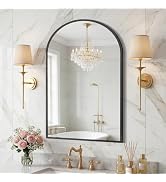Sweetcrispy Bathroom Mirror 36x36 Inch Metal Framed Rounded Rectangle Vanity Mirror for Wall, Ove...