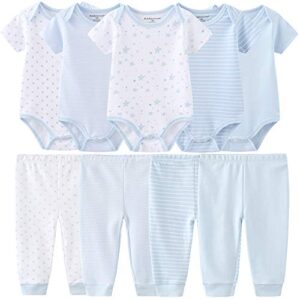 Kiddiezoom Baby Layette Set Baby Boys' 9-Piece Bodysuits Pants Set Toddler Girl Boy Unisex Baby Gift Sets