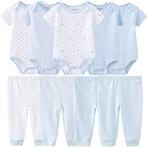 Kiddiezoom Baby Layette Set Baby Boys' 9-Piece Bodysuits Pants Set Toddler Girl Boy Unisex Baby Gift Sets