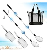1 Pack Sand Sifter with Seashell Bags - 21.6"~33" Adjustable Shark Tooth Sifter for The Beach Sea...