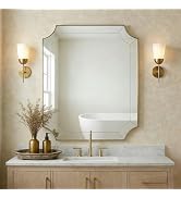 ANDY STAR Brass Scalloped Arched Wall Mirror, 24x36 Brushed Gold Irregular Bathroom Mirror with C...