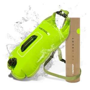 Swim Buoy for Open Water with Dry Bag 15L - Fully Waterproof Swim Bubble - Be Safe with Higher Visibility