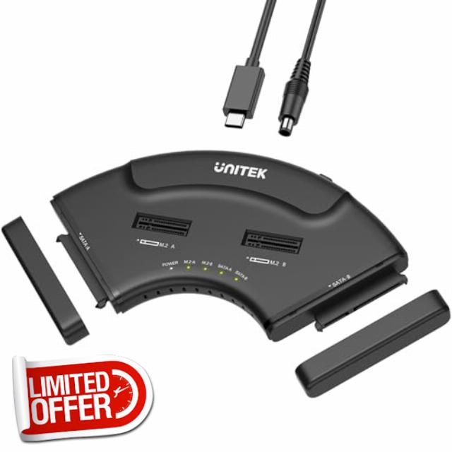 Unitek 4-in-1 Dual M.2 & Dual SATA Hard Drive Enclosure