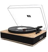 LP&No.1 Record Player with Built-in Stereo Speakers, LED Control, 3-Speed Belt-Drive Vinyl Turnta...