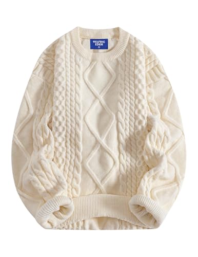 Aelfric Eden Oversized Knit Sweater Solid Vintage Pullover Sweater Unisex Woven Crewneck Knitted Tops