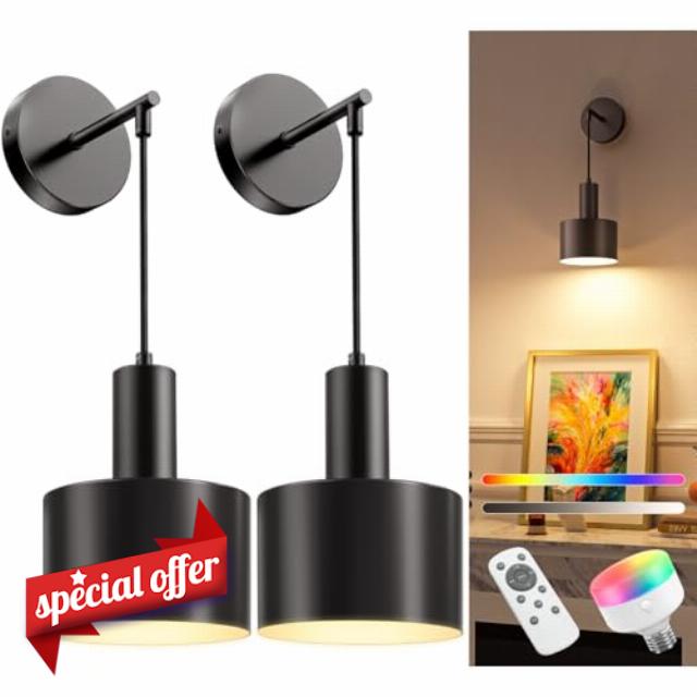 NIORSUN Battery Operated Wall Sconce Set of 2