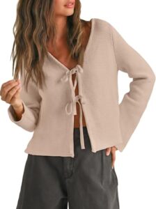 Trendy Queen Womens Tie Front Tops Fall Vest Sweaters 2026 Clothes | Trendy Tie-Front Cropped Cardigan