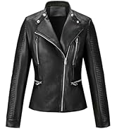 Women's Faux Leather Jacket Moto Biker Studded Rivet Trendy Clothes 2022 Fall Fashion, RISISSIDA ...