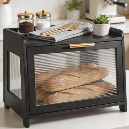 Black Gold-XL | Bread Storage Container with 4-Acrylic Window