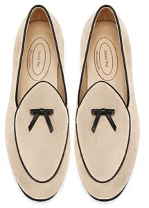 Journey West Men's Suede Leather Belgian Loafers for Men Slip-on Casual Penny Casual Loafers