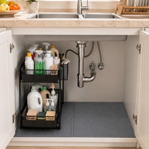 Spliceable Design Super Absorbent Non-Slip Shelf Liner Pad for Bathroom Organizer and Storage