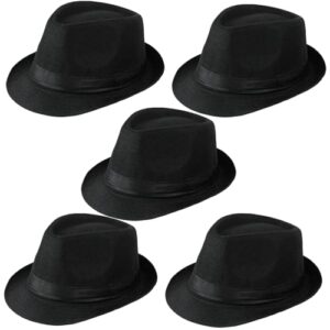 5 Pack Bulk Cuban Fedora Sun Hats Men with Adjustable Strap