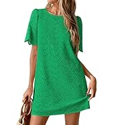 Summer Dresses for Women Cotton Short Dresses Embroidered Lace Short Sleeve Mini Dress Boho Beach...