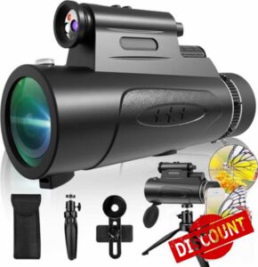 Monocular Telescope with Lights HD Monoculars 80x100 for Adults High Powered Monocularwith Smartphone Holder & Tripod