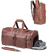 Gym Duffle Bag Backpack, Leather Duffel Bags for Traveling Sports Bag Overnight Bag Backpack with...