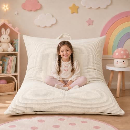 Convertible Bean Bag Chair for Kids & Children - Folds to Floor Lounger Sofa for Reading & Gaming