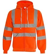 wefeyuv ANSI Class 3 High Visibility Class 3 Safety Hoodies for Men with Full Zip