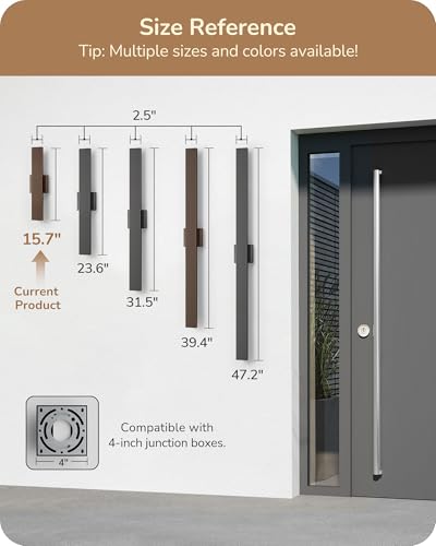 15.7" Rectangular Modern Exterior Wall Light