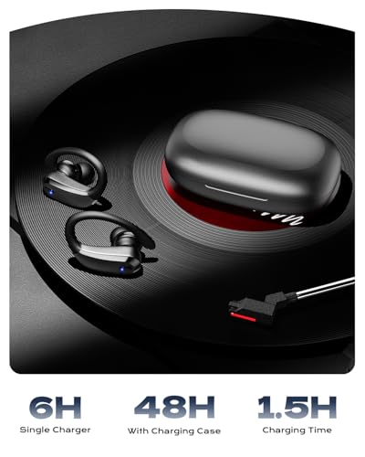Noise Cancelling Mic Bluetooth Headphones for Running & Workout-Black