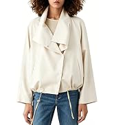 Megfie Womens Bomber Jackets Oversized Button High Neck Puff Coats Elastic Balloon Hem Fall Tops