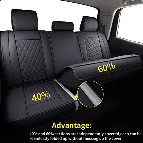 Fit Crew/Crewmax/Extended/Double Cab with Water Proof Faux Leather (Black Rear)