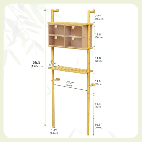 Above Toilet Shelf with Anti-Tip Device for Bathroom Space Saver