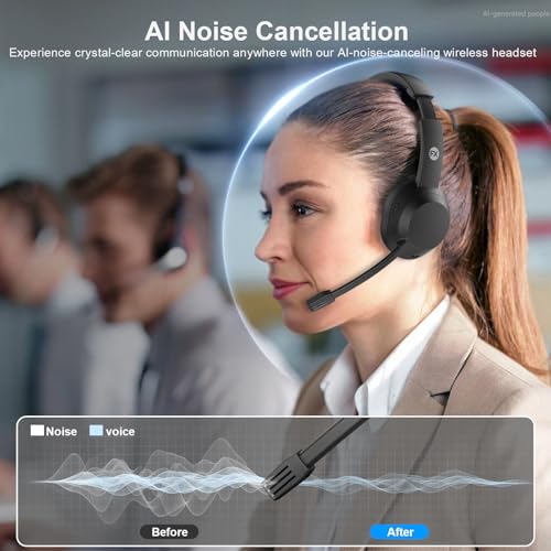 Wireless Headset with Mic for Work from Home/Computer/Laptop/PC/Android