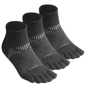 VWELL Toe Socks for Men and Women COOLMAX Five Finger socks Athletic Running Sock Quarter Ankle Toe Socks (3Pairs)
