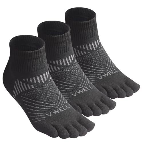 VWELL Toe Socks for Men and Women COOLMAX Five Finger socks Athletic Running Sock Quarter Ankle Toe Socks (3Pairs)