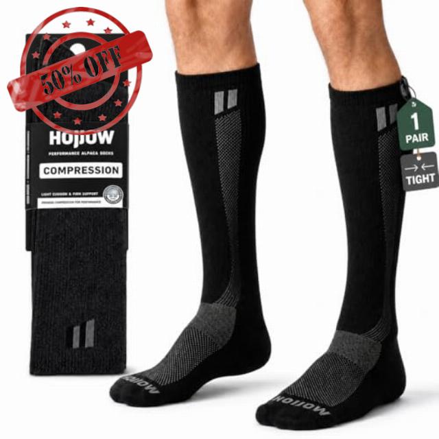 HOLLOW Alpaca Compression Socks for Women & Men Standard & Wide