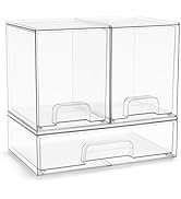 Sorbus Acrylic Storage Containers - 4 Pack, Stackable Storage Bins Set for Bathroom Organization ...